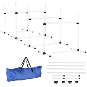 4 Piece Dog Agility Training Equipment for Dog Agility Course with Adjustable Height Jump Bars, Included Carry Bag, & Displacing Top Bar, White (Option: White-950x180x180 mm)